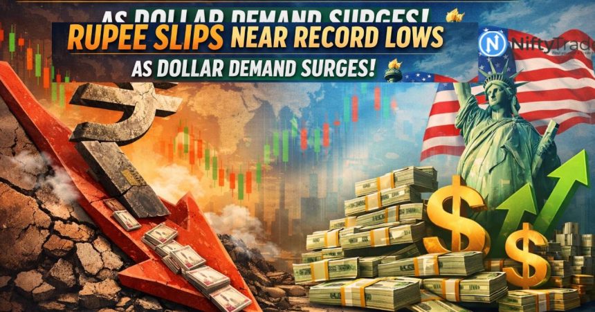 Rupee Slips Near Record Lows as Dollar Demand Surges