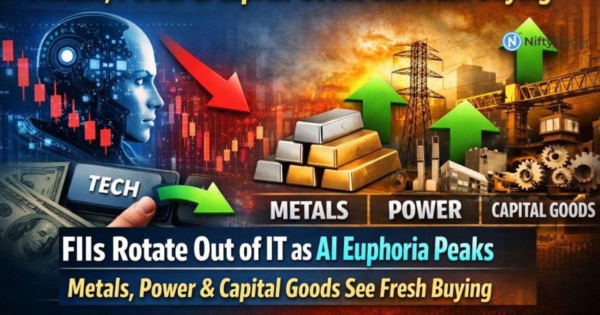 FIIs Rotate Out of IT as AI Euphoria Peaks—Metals, Power & Capital Goods See Fresh Buying
