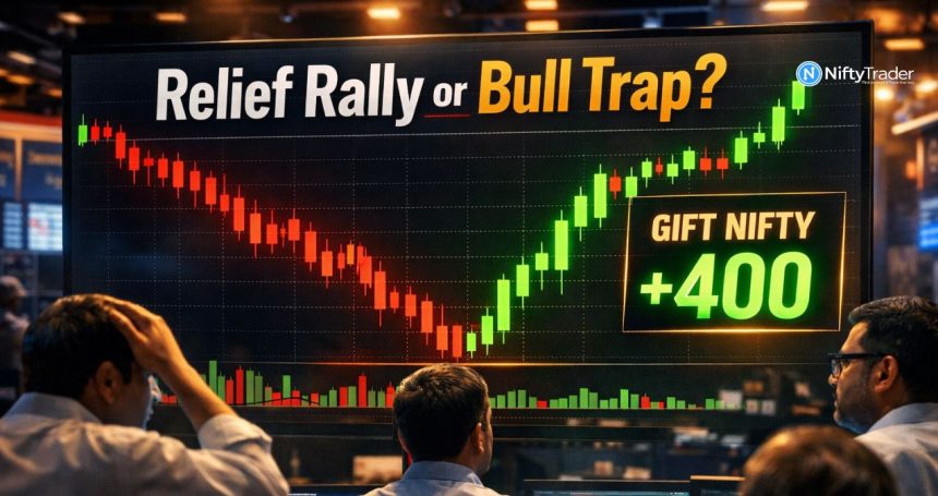 Gift Nifty Jumps 400 Points After Crash — Relief Rally or Another Trap? What Will Decide Today’s Trade