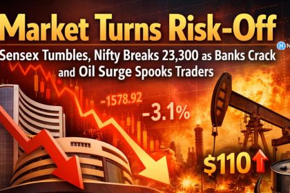 Market Turns Risk-Off: Sensex Tumbles, Nifty Breaks 23,300 as Banks Crack and Oil Surge Spooks Traders