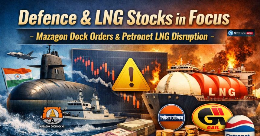 Defence & LNG Stocks in Focus — Mazagon Dock Order Progress, Petronet LNG Supply Disruption Put PSU Energy Names on Radar