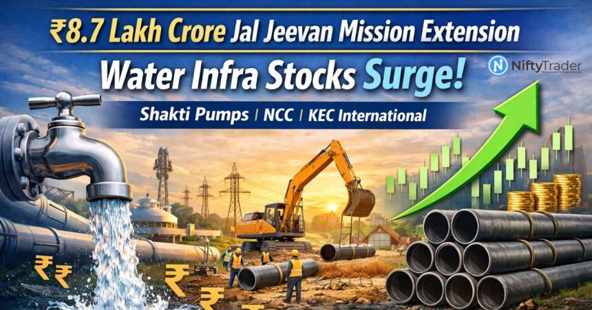 ₹8.7 Lakh Crore Jal Jeevan Mission Extension Puts Water Infra Stocks in Focus — Shakti Pumps, NCC, KEC Surge
