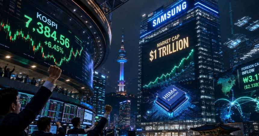 Samsung Electronics KOSPI 7000 record AI chip rally May 2026