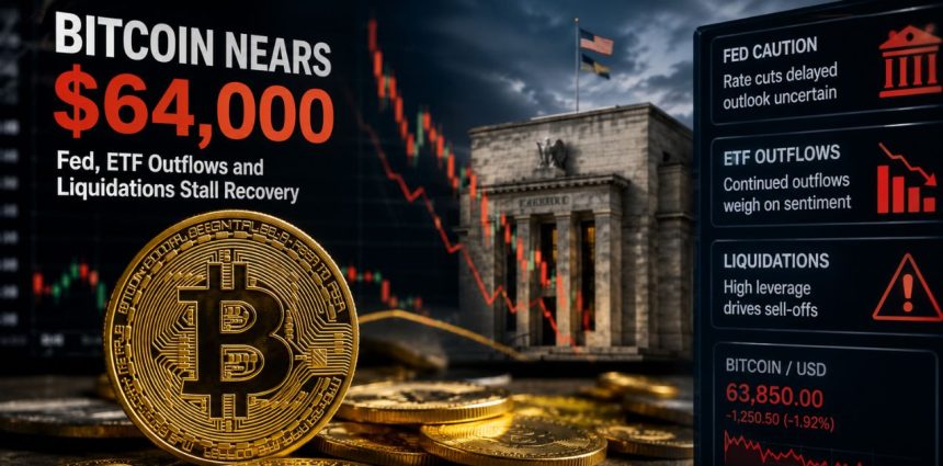 Bitcoin Near $64,000 as Fed, ETF Outflows and Liquidations Stall Recovery