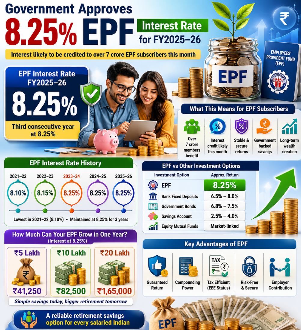 EPF interest rate for FY2025-26