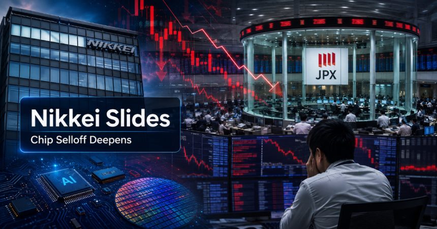 Nikkei Falls 3.6% as Chip Stocks Advantest, Tokyo Electron Tumble on Wall Street Selloff