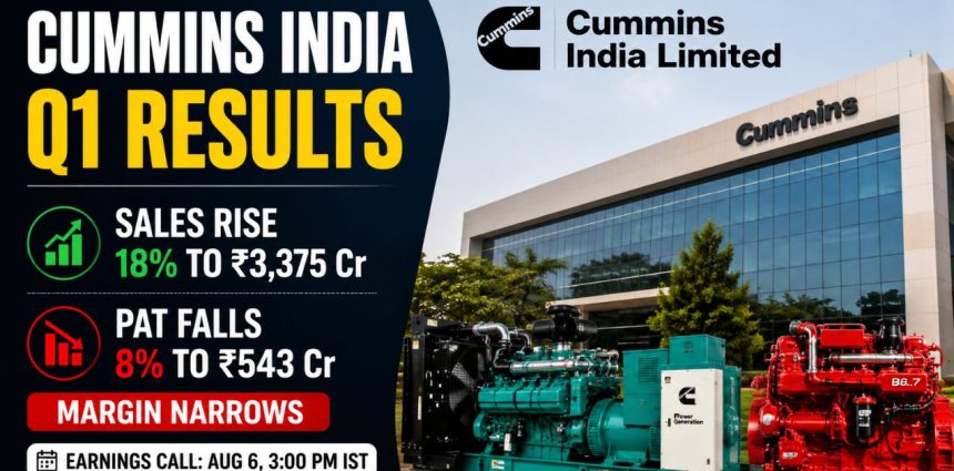 Cummins India Q1 FY27: Domestic Sales Jump 22% to ₹2,854 Crore, Yet Profit Falls 8%