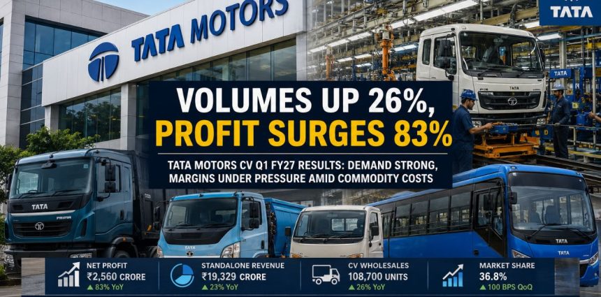 Tata Motors CV Q1: 26% Volume Surge, ₹19,329 Cr Core Revenue — Margin Squeeze