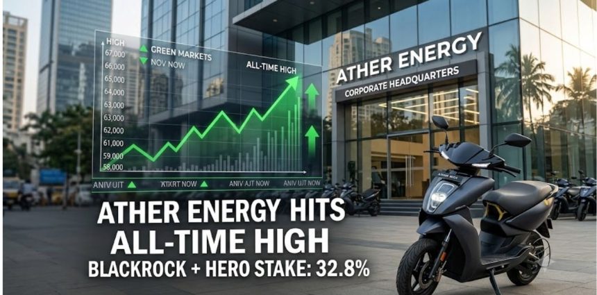 Ather Energy Stock Hits All-Time High As BlackRock, Hero MotoCorp Stake Hits 32.8%