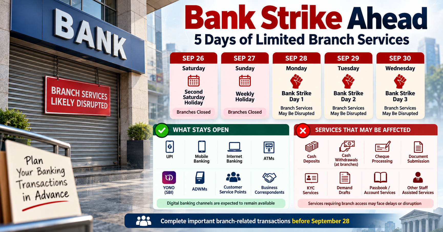 Bank Strike Ahead Services and Alternatives