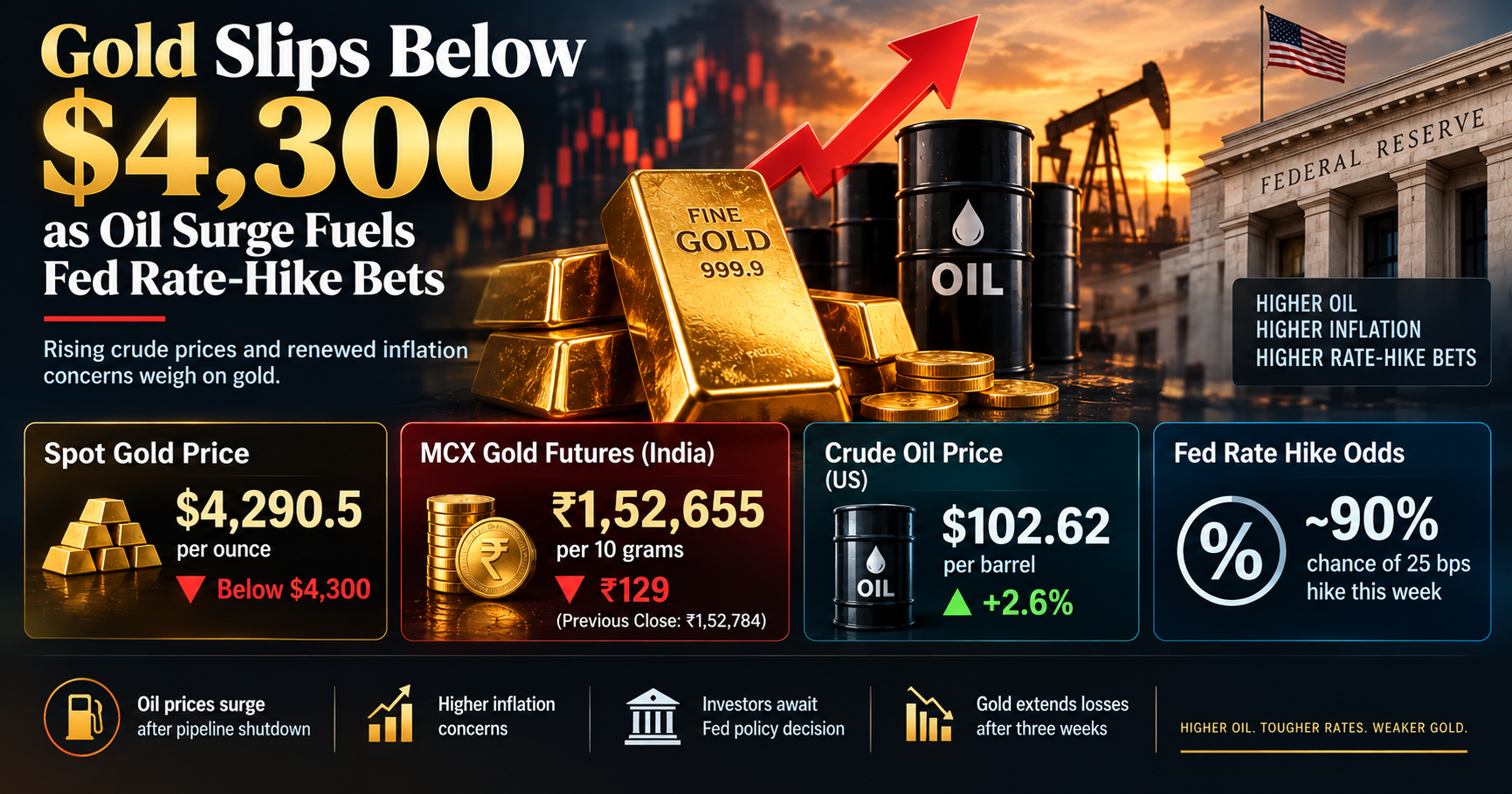 Gold Slips as Oil Fuels Rate Bets