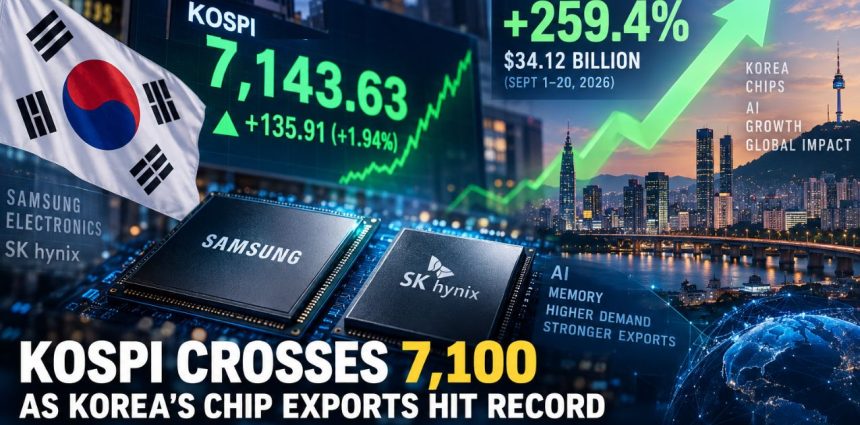 KOSPI Crosses 7,100 as Korea’s Chip Exports Hit Record