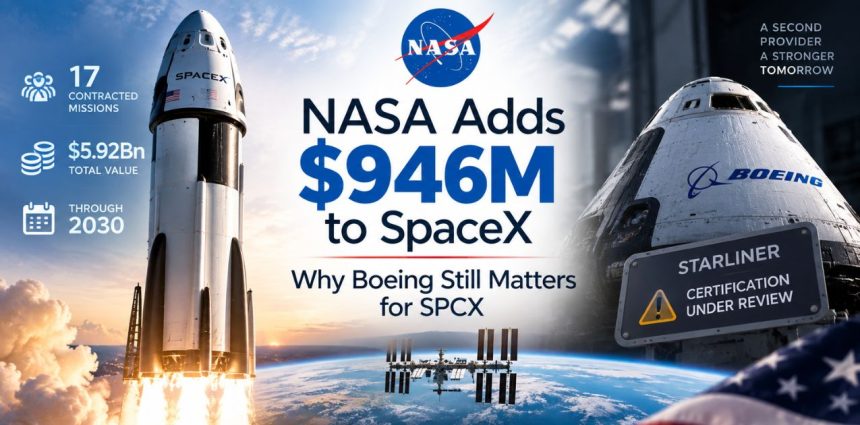 NASA’s SpaceX Deal Adds $946M: 3 More Missions Through 2030