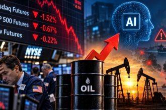 US Stocks Slip at open: Nasdaq Futures Down 1.5% as Oil Jumps Nearly 3%, AI Fears Weigh