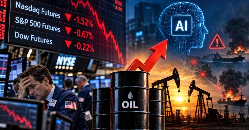 US Stocks Slip at open: Nasdaq Futures Down 1.5% as Oil Jumps Nearly 3%, AI Fears Weigh