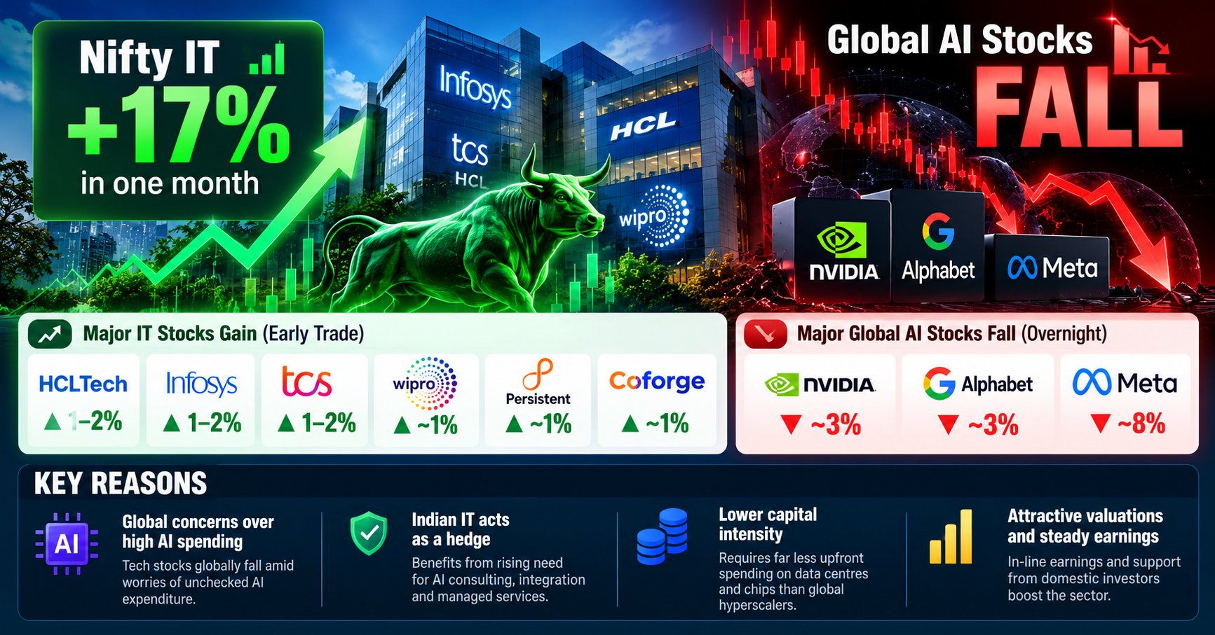 Indian IT Rises as Global AI Stocks Fall