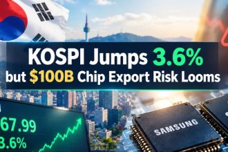 KOSPI Jumps 3.6% on AI Rally; BOK Flags $100B Chip Export Risk
