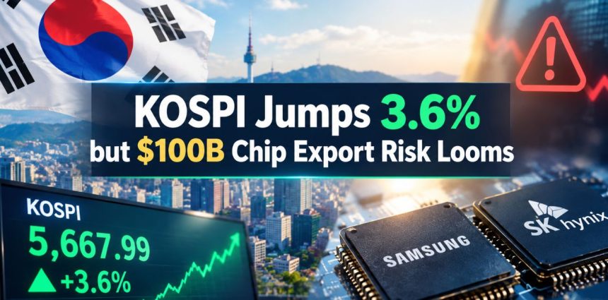 KOSPI Jumps 3.6% on AI Rally; BOK Flags $100B Chip Export Risk