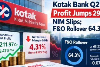 Kotak Bank Q2 Profit Jumps 29.5%, NIM Slips; F&O Rollover 64.3%