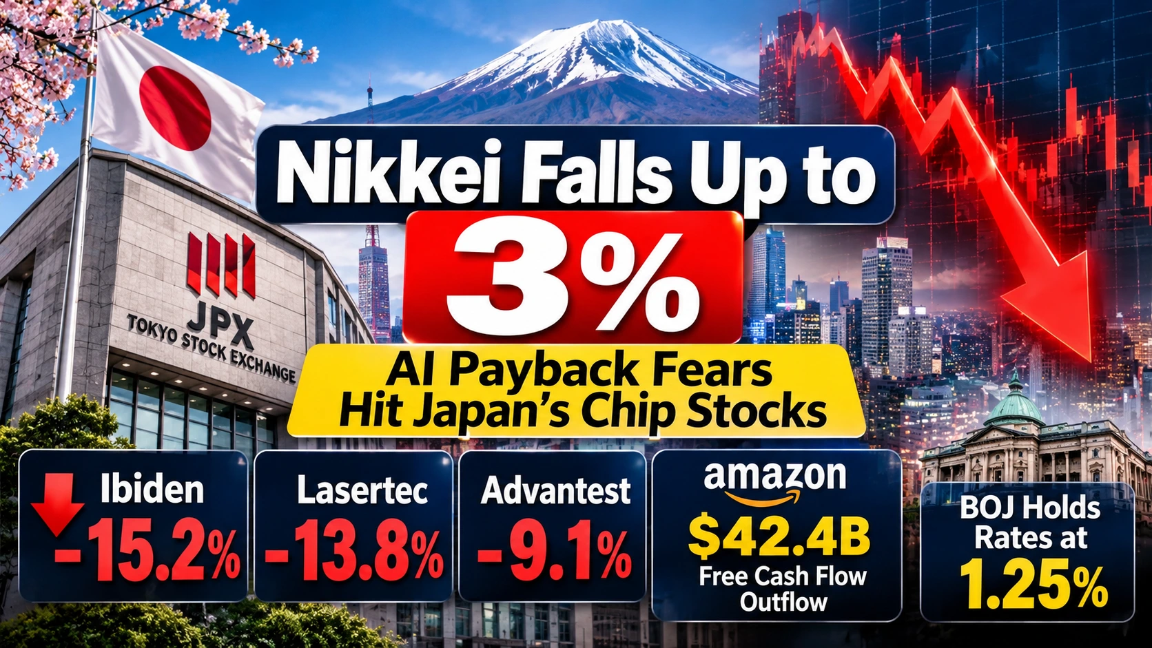 NIKKEI FALLS 3%