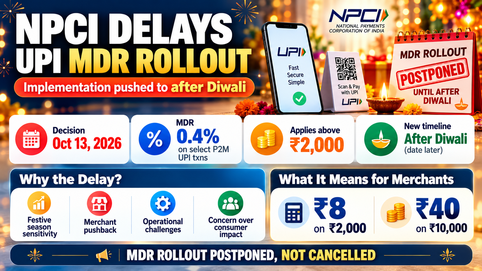 NPCI Delays UPI MDR Rollout