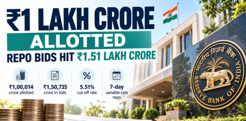 RBI Allots ₹1 Lakh Crore as Repo Bids Hit ₹1.51 Lakh Crore