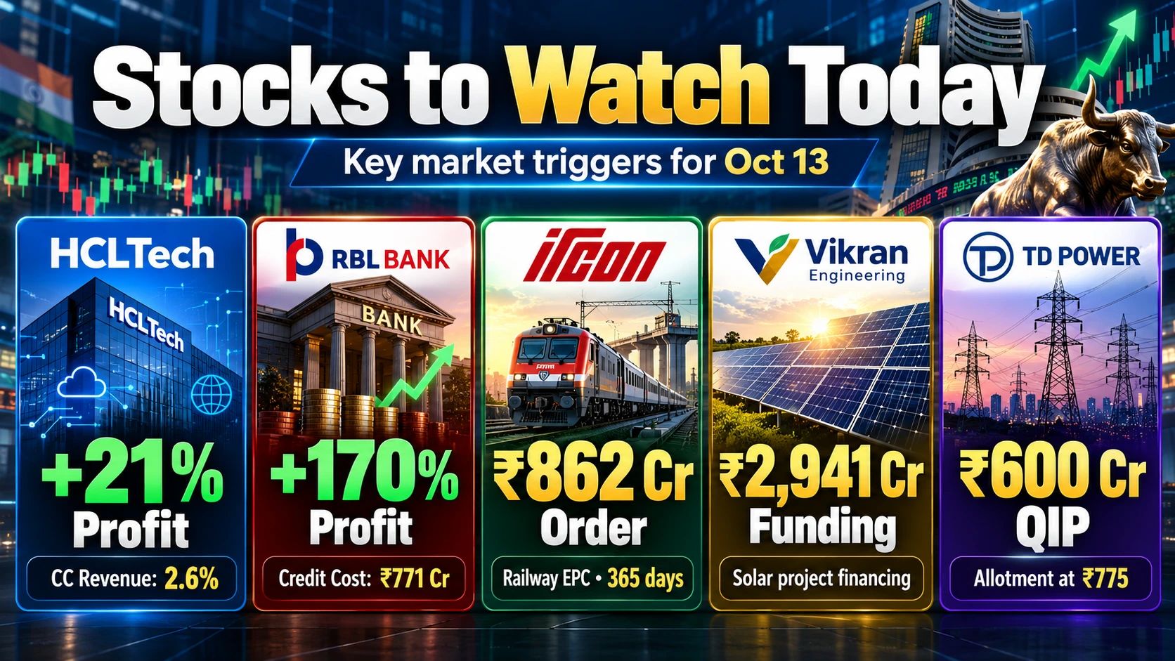 STOCKS TO WATCH OCT 13