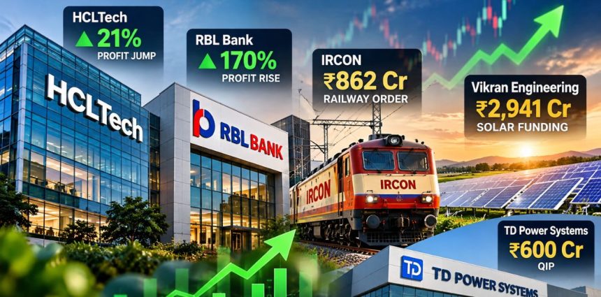 Stocks to Watch Oct 13 HCLTech Profit Jumps 21%, RBL Bank, IRCON ₹862 Cr Order in Focus