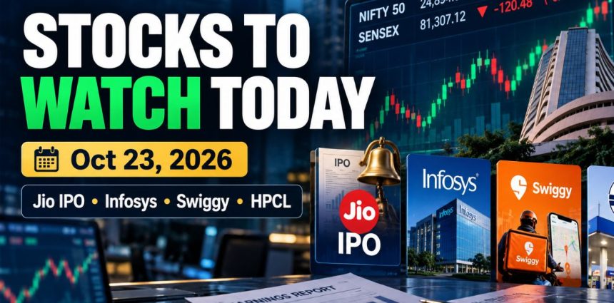 Stocks to Watch Today, Oct 23: Jio IPO, Infosys, Swiggy, HPCL in focus