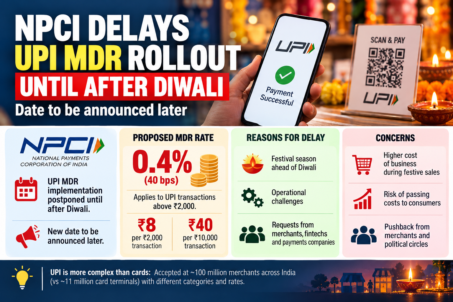 UPI MDR Rollout Delayed Until After Diwali